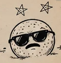 Careless Bagels mascot in sunglasses