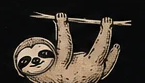 Illustrated sloth holding a branch